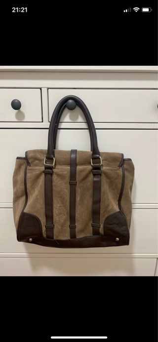 Bolso Zara Piel Beige y Marrón