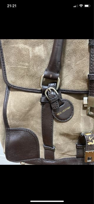 Bolso Zara Piel Beige y Marrón