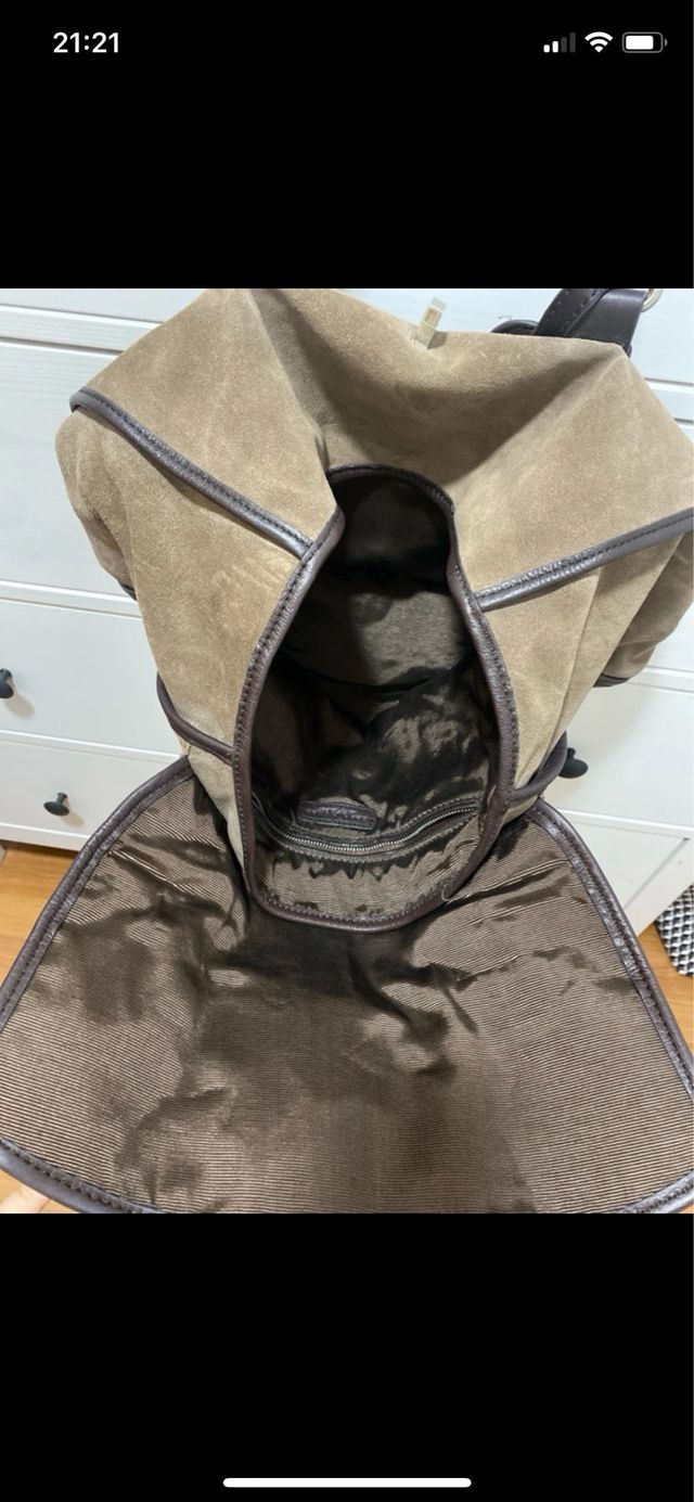 Bolso Zara Piel Beige y Marrón