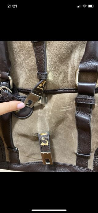 Bolso Zara Piel Beige y Marrón