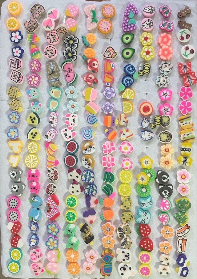 set 100 pendientes flores animales y frutas. pack