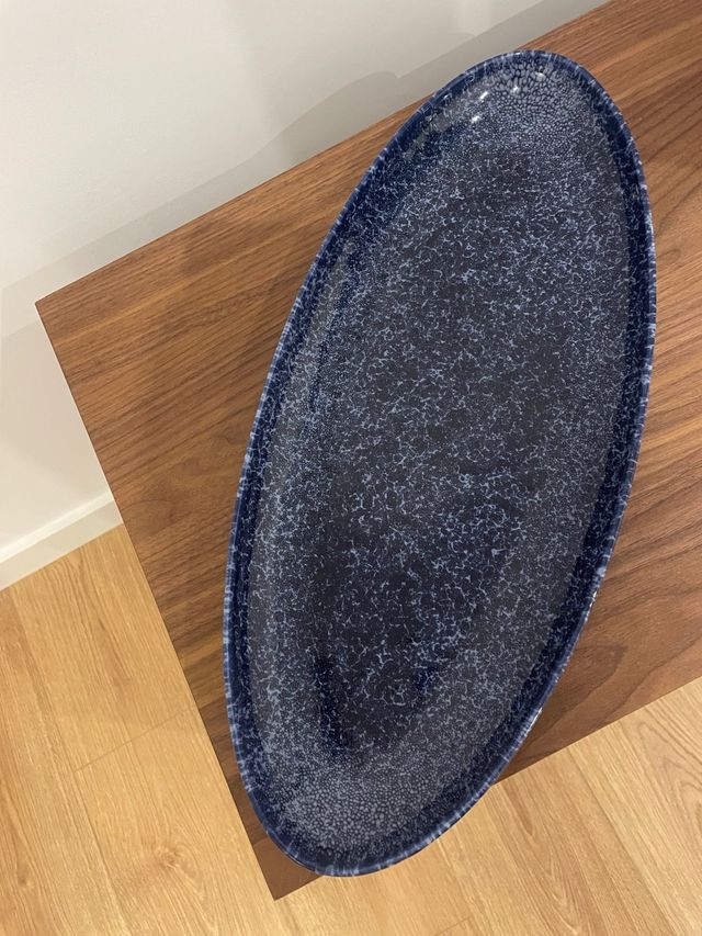 Bandeja ovalada azul decorativa