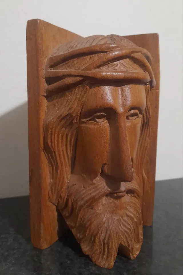 Volto Gesù Cristo intagliato legno