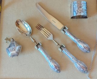 Set posate argento 800 manici decorati