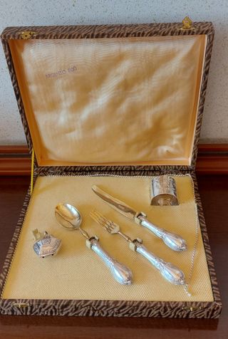 Set posate argento 800 manici decorati