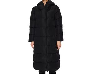 Abrigo largo acolchado mujer negra