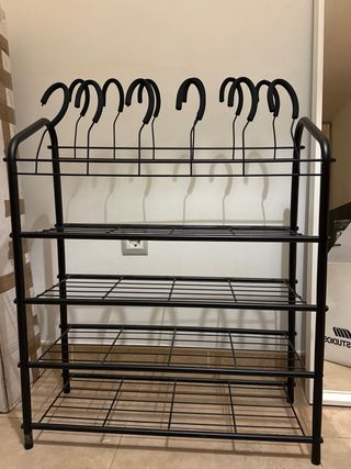 Zapatero Metálico Negro 4 Estantes