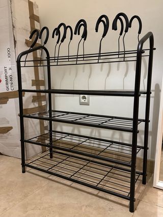 Zapatero Metálico Negro 4 Estantes