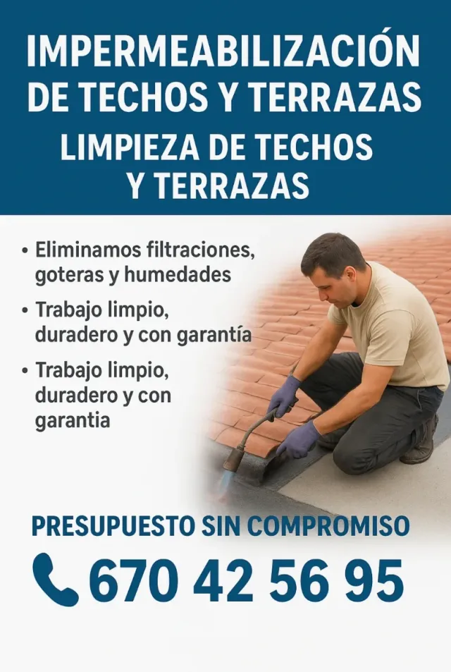 Impermeabilización de tejados y terrazas.