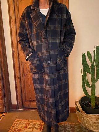 Abrigo largo cuadros Tinycottons Talla M
