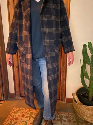 Abrigo largo cuadros Tinycottons Talla M