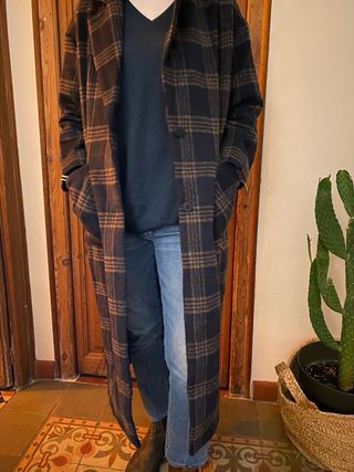 Abrigo largo cuadros Tinycottons Talla M