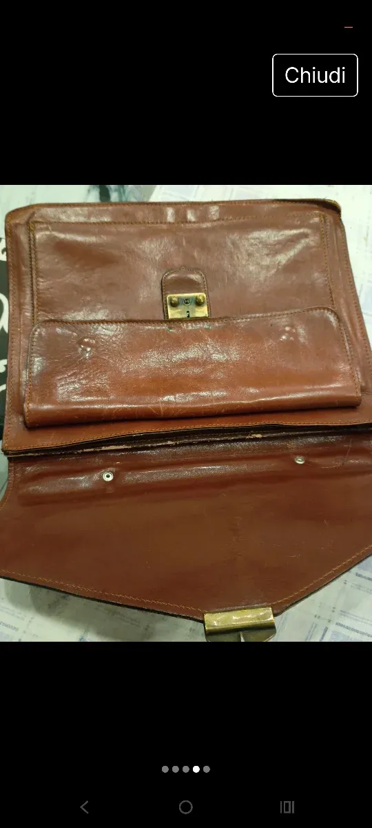 Borsa porta documenti in pelle marrone