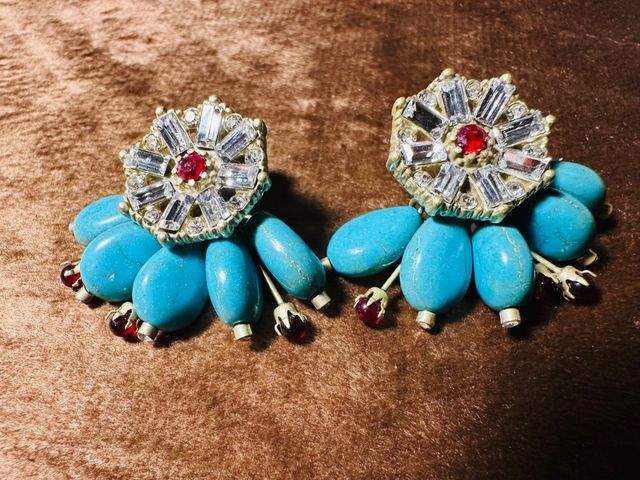 Pendientes vintage turquesa y cristales