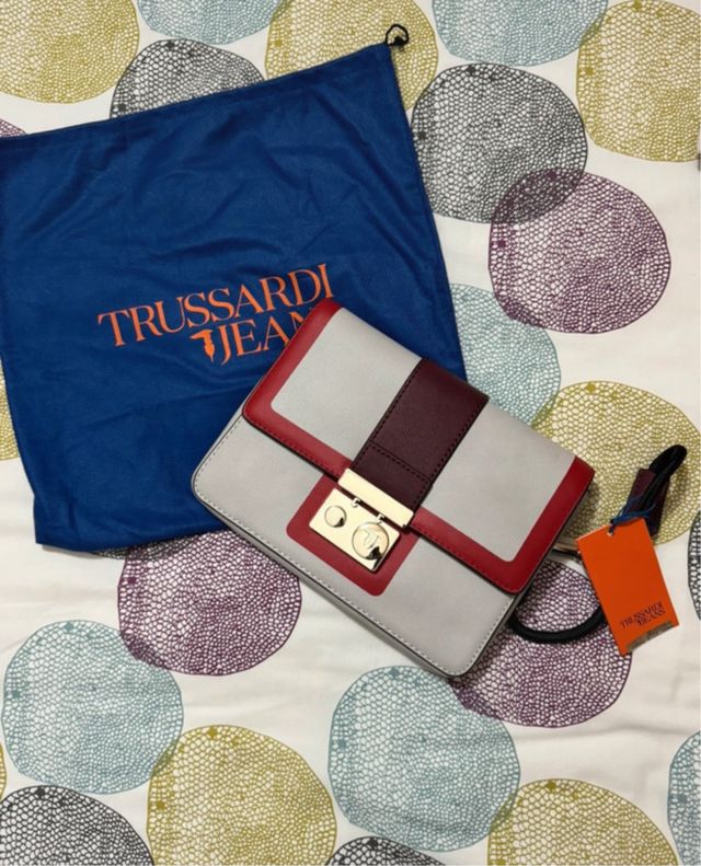 Bolso Trussardi Jeans Gris y Rojo