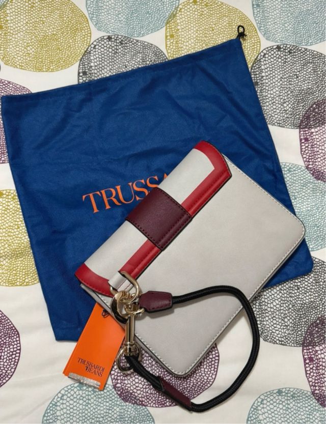 Bolso Trussardi Jeans Gris y Rojo
