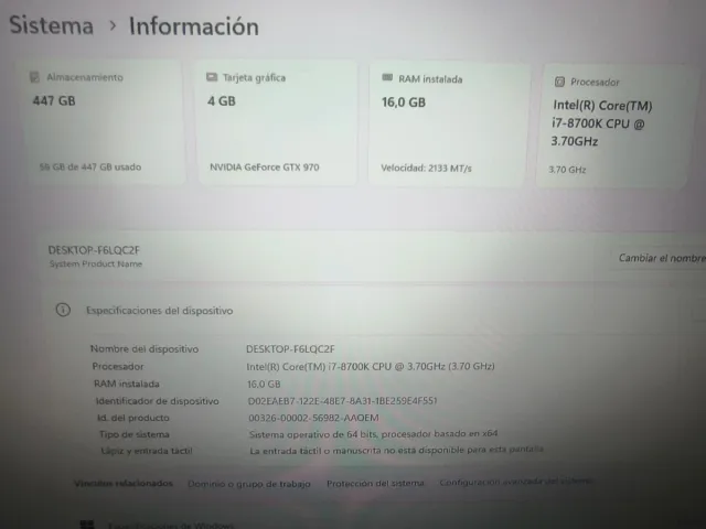 Ordenador Gaming i7-8700K NOX Negro/Azul.