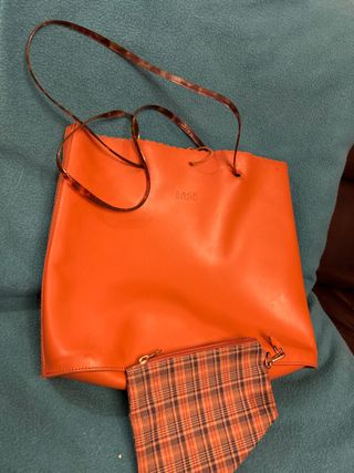 Bolso Bidó Naranja Piel, de cuero