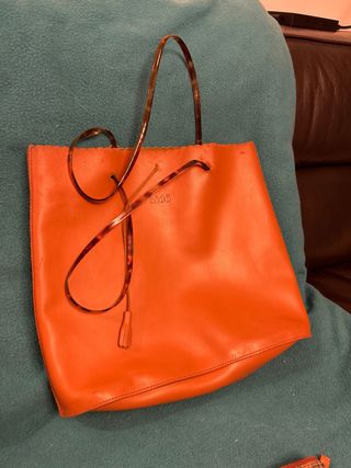 Bolso Bidó Naranja Piel, de cuero