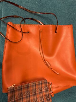 Bolso Bidó Naranja Piel, de cuero