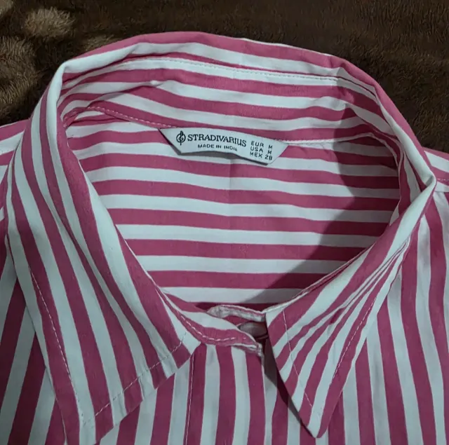 Camisa Rayas Mujer Rosa y Blanca