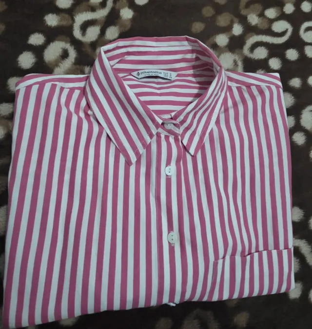Camisa Rayas Mujer Rosa y Blanca