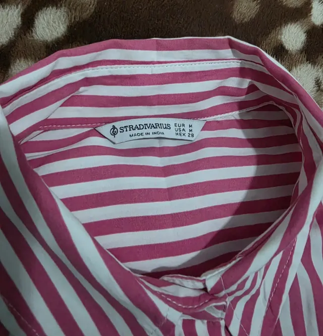 Camisa Rayas Mujer Rosa y Blanca