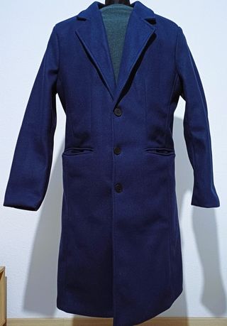 Abrigo Hombre Largo Azul Entallado
