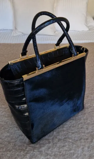 Bolso Michael Kors Pelo y Piel Negro