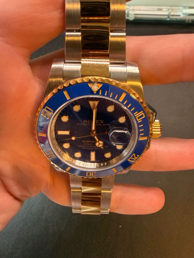 Relógio Rolex Submariner Dourado e Azul