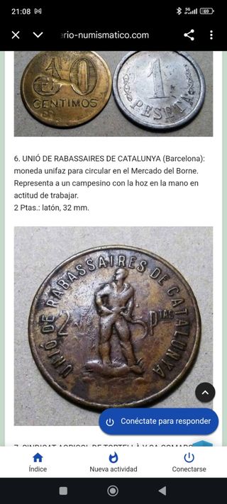 Moneda Unió Arrabasaires de Catalunya 2 Ptas