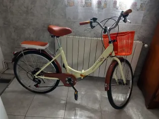 Bicicleta Plegable 24 Color Crema/Marrón