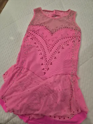 Maillot Patinaje Artístico Rosa Brillante