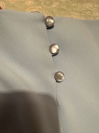 Blusa Muji manga francesa azul Talla S