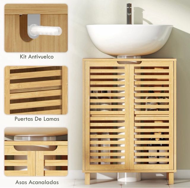 Mueble bajo lavabo de bambú