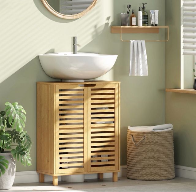 Mueble bajo lavabo de bambú