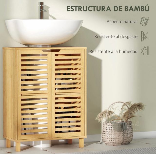 Mueble bajo lavabo de bambú