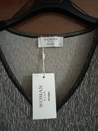 Top mujer manga larga gris y negro