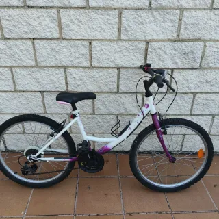 Bicicleta infantil blanca y morada