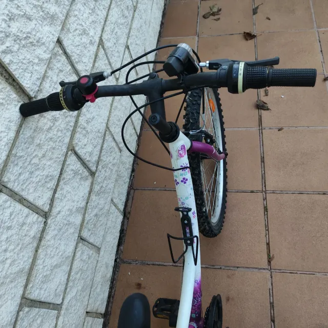 Bicicleta infantil blanca y morada