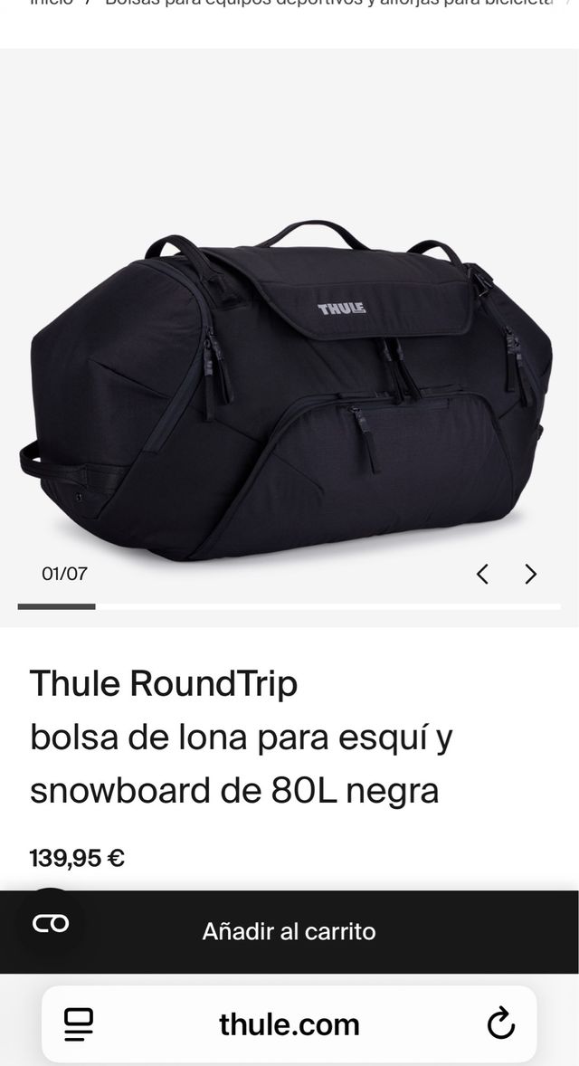 Bolsa Lona Thule RoundTrip 80L Negra