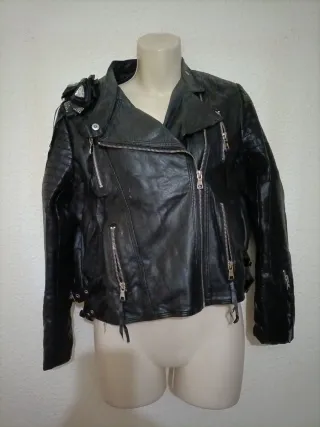 Cazadora Biker Negra Mujer