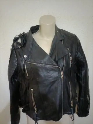Cazadora Biker Negra Mujer