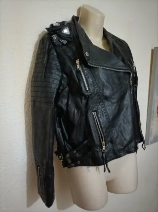 Cazadora Biker Negra Mujer