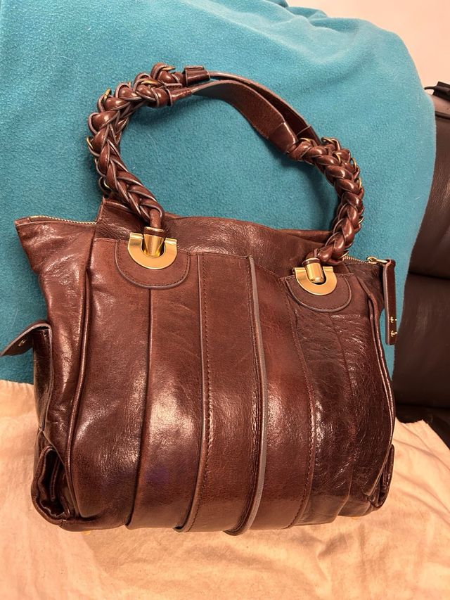 Bolso Chloe Marrón Cuero Trenzado