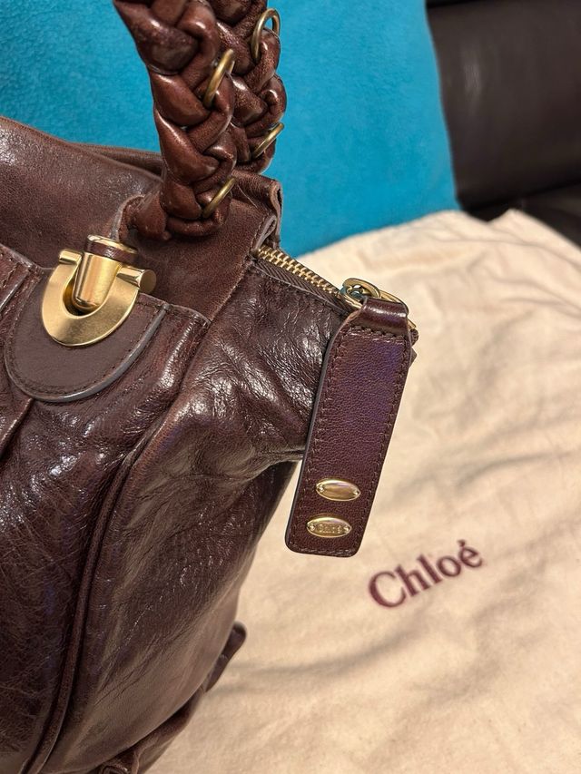 Bolso Chloe Marrón Cuero Trenzado