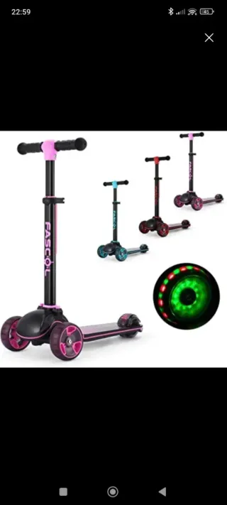 Patinete Fascol 3 Ruedas color rosa