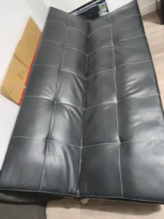 Sofá Cama Piel Sintética Negro