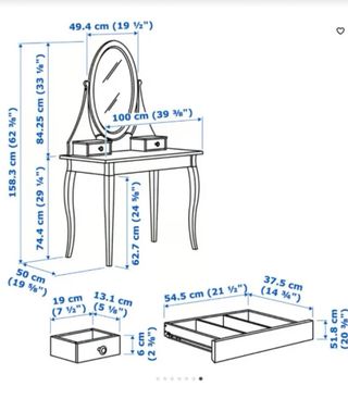 Tocador HEMNES blanco IKEA 100x50 cm