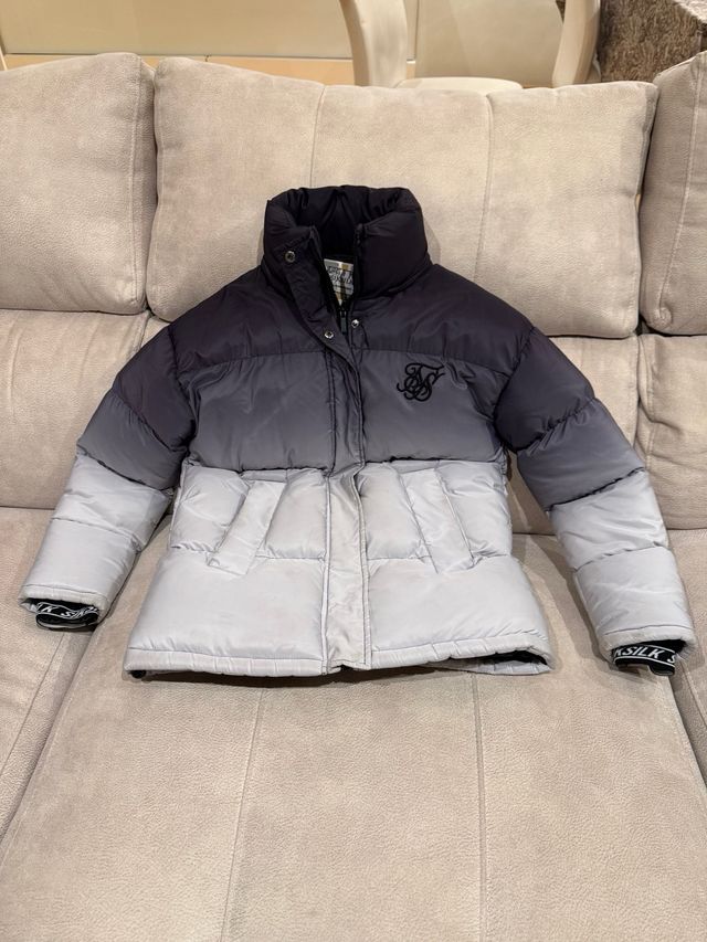 Cazadora SikSilk niño gris y blanco